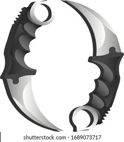 dos cuchillos de bolsillo realistas aislados karambits