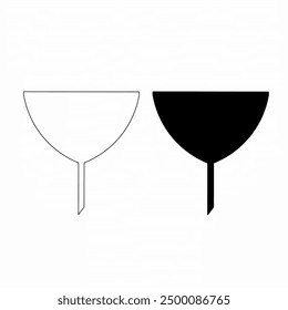 Dos copas de vino aisladas. embudo cónico blanco y negro sobre un fondo blanco