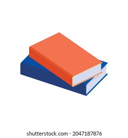 Two isometric colorful books on white background 3d vector illustration