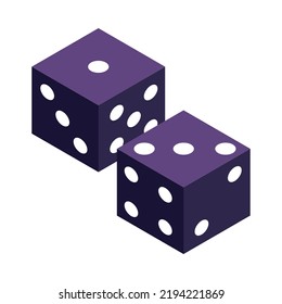 Two isometric dices for gambling and board games 3d vector illustration