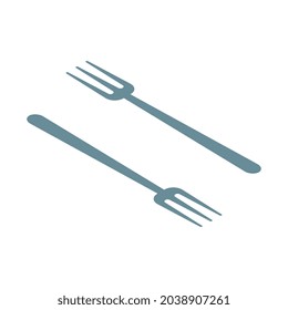 Two isometric forks on white background isolated vector illustration