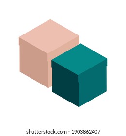 Two isometric gift boxes. Parcel boxes vector illustration