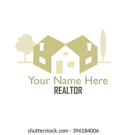 Two isometric houses with trees in the background. Could be used for an individual realtor, a realty company or a building construction business logo