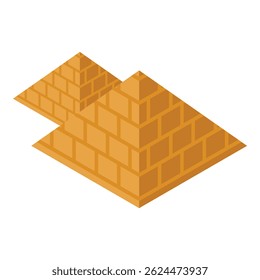 Two isometric pyramids standing in the desert with a clear sky