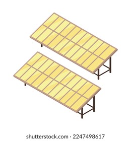 Two isometric solar panels modern alternative eco green energy 3d vector illustration