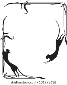 two jamp black cats, retro frame