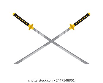 Two japanese katana vector. Samurai, kanata swords, samurai katana icon. Can use for logo, infographic, banner, poster, web design. Isolated for web design and graphic on white background. 