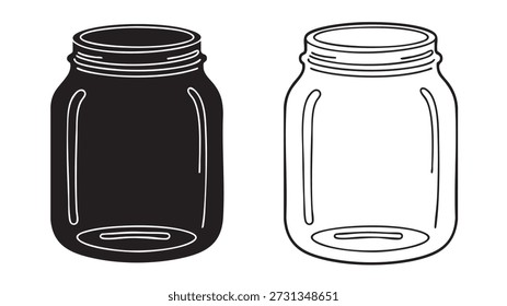 Two jars one black and one transparent on white background