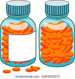 Two jars of orange medicines without background