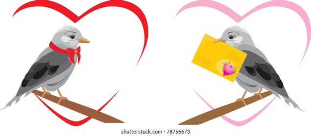 Two jays. Vector