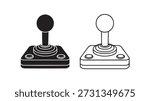 Two joystick icons one in black and one in white isolated on white background