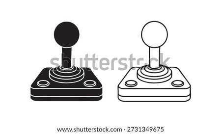 Two joystick icons one in black and one in white isolated on white background