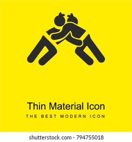 Two Judo Fighters bright yellow material minimal icon or logo design