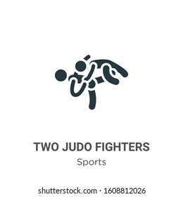 Two judo fighters glyph icon vector on white background. Flat vector two judo fighters icon symbol sign from modern sports collection for mobile concept and web apps design.