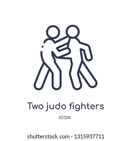 two judo fighters icon from sports outline collection. Thin line two judo fighters icon isolated on white background.