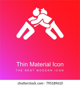 Two Judo Fighters red and pink gradient material white icon minimal design