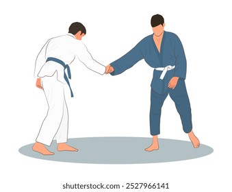 Two judokas greet each other, sport