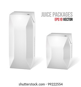 Two Juice Carton Packages Blank White: Vector Version EPS10