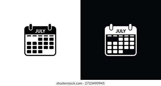Calendario de dos julio sobre fondos blancos y negros