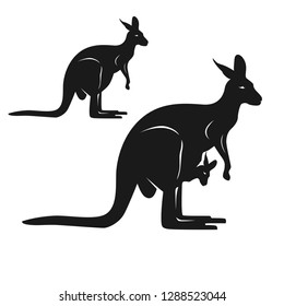 two kangaroo designs that are carrying children and pregnant