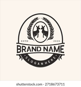 Plantilla de Vector de elemento de diseño de logotipo de dos canguros