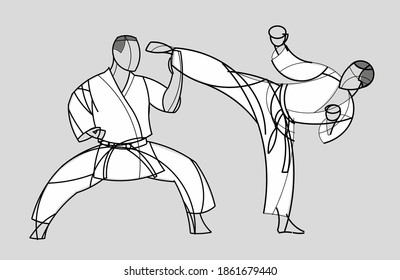 Two karate athletes fighting. Image for karate school