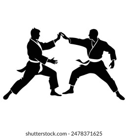  Dos Karate experto silueta Ilustración vectorial