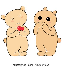 Two kawaii bears in love vector illustration