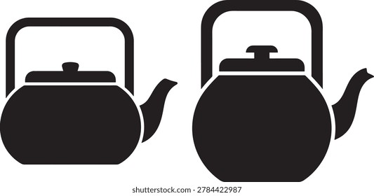 Two kettle icons in silhouette. Vector illustration for kitchen and tea.