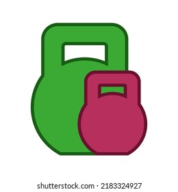 Two Kettlebells Together Icon And Logo. Isolated Colored Vector Illustration On White Background.