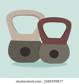 two Kettlebells for weight exercises. Sports equipment.