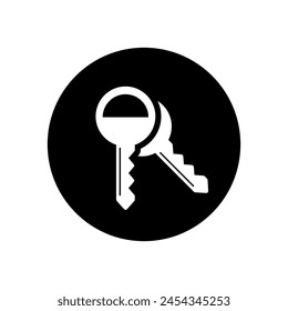 Two key icon on black circle. Activation sign symbol