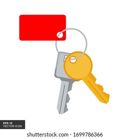 Two key icon with a ring. Vector illustration of a key with a flat style.