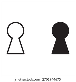 Dos Formas de ojo de cerradura, una delineada en blanco y la otra en negro sólido, sobre un fondo blanco.