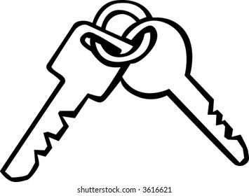 dos teclas en una ilustración de anillo de claves en blanco y negro