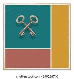  Two keys on grunge background. Vector EPS10