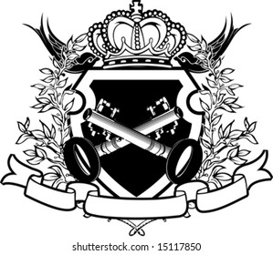 Two keys on heraldic crowned shield.