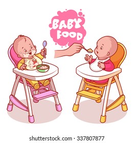 Royalty Free Cartoon Baby Eating Food Stock Images Photos