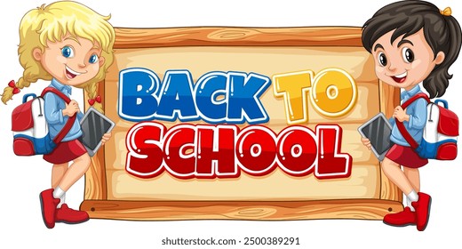 Dos niños con mochilas y tabletas