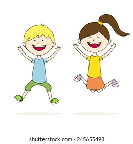 Two kids before the jump