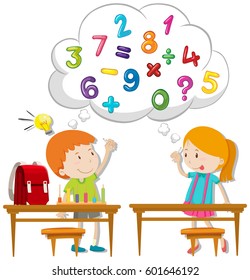 Two Kids Calculating Classroom Illustration Stock Vector (Royalty Free ...