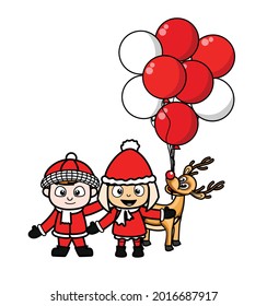 Ilustración del vector navideño de dos niños