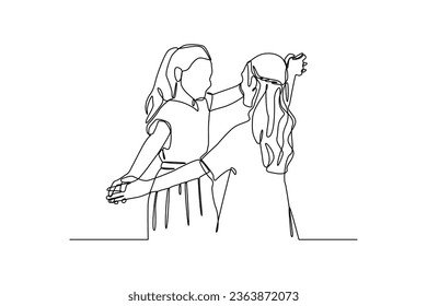 Two kids dancing. Kids activity minimalist concept. Funny cartoon character. Vector illustration. Isolated on white background.