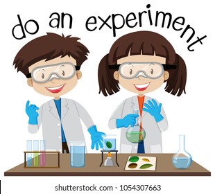 Two Kids Doing Experiment Science Lab Stock Vector (Royalty Free) 1054307663