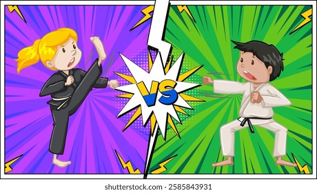 Two kids face off in martial arts battle