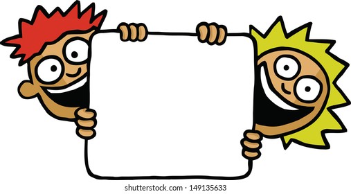 Two kids holding a board