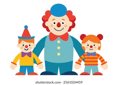 Two kids with a joker vector illustration 