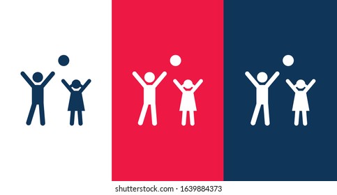 Two kids playing icon illustration isolated vector sign symbol