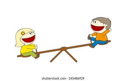 Two kids playing with the rocker