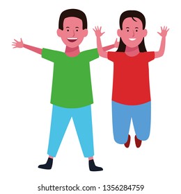 Two kids smiling cartoons